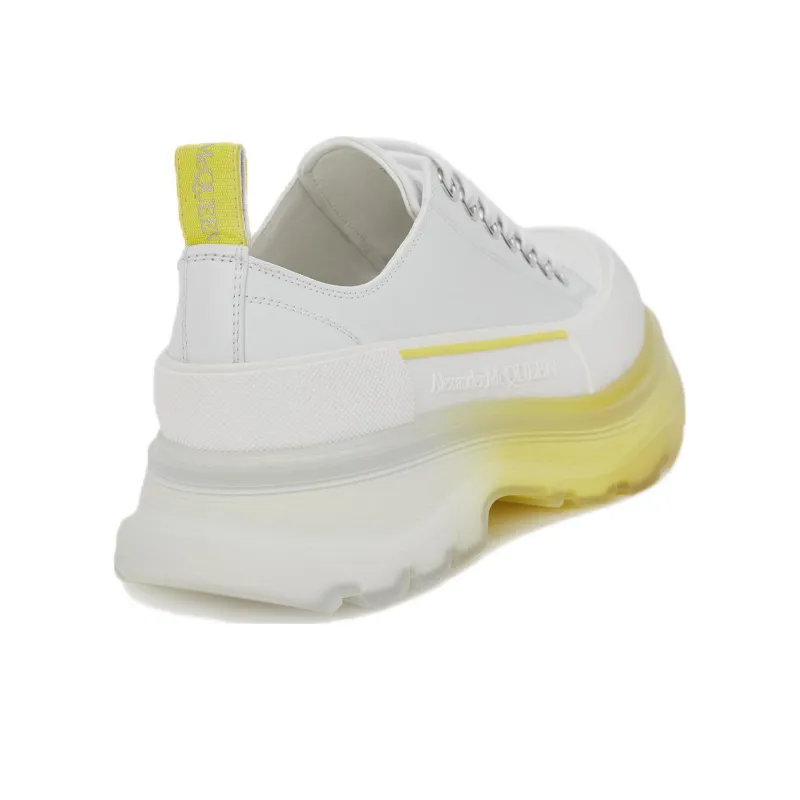 Alexander McQueen Tread Slick Low Lace Up Leather White Lichen Yellow Gradient Women's-2