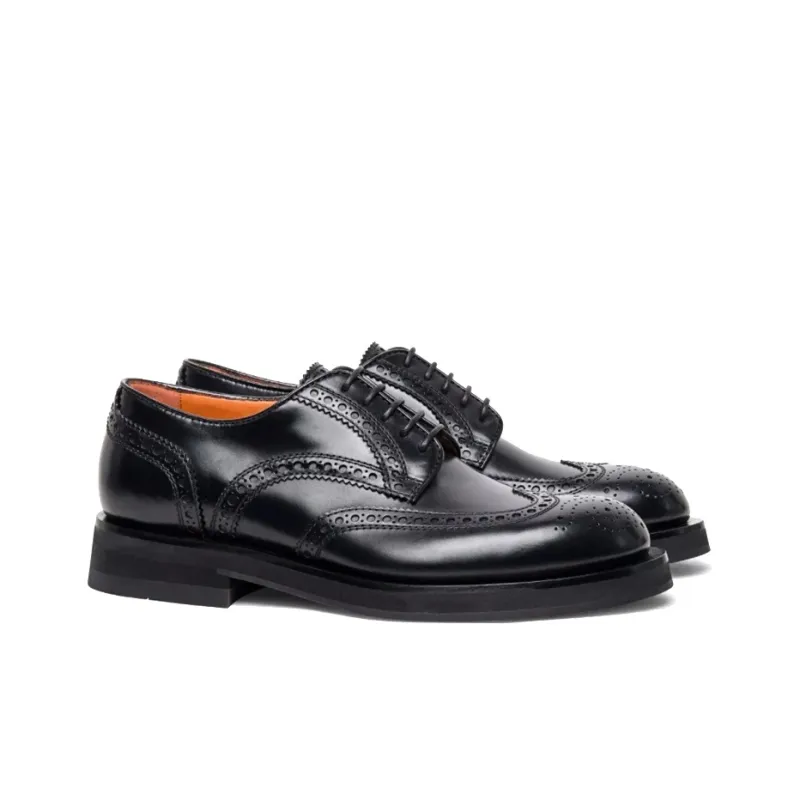 Santoni Saint Anthony Brock Shoes Men's Black-3