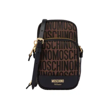 MOSCHINO Cotton And Polyester Blend Shoulder Bag Crossbody Bag Cell Phone Pouch Men's Brown Black