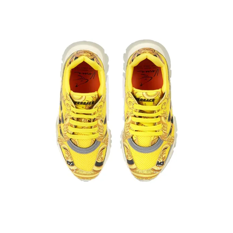 VERSACE Squalo Barocco Print Yellow Women's-4