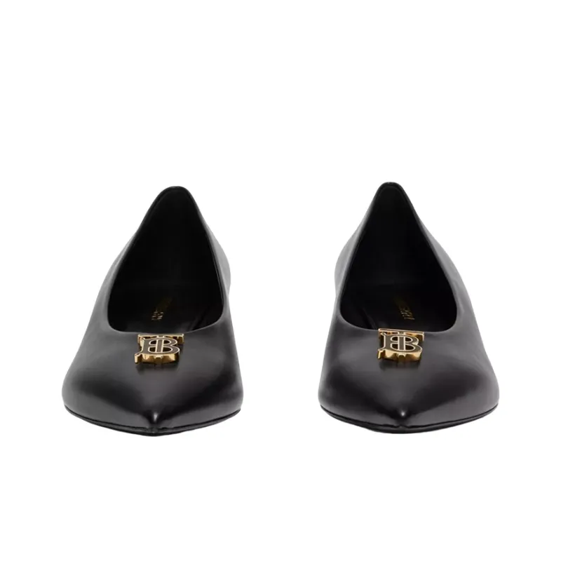Burberry Monogram Cone Heel Mary Jane Shoes Women's Black-3