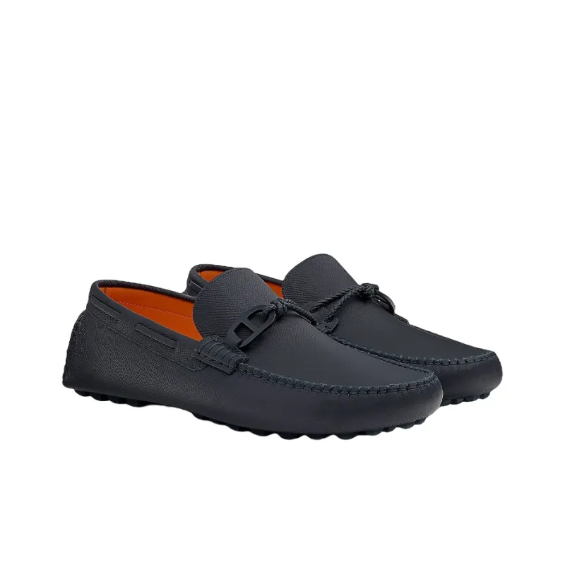 HERMES Alessandro Gommino Loafers Men's Dark Blue-2
