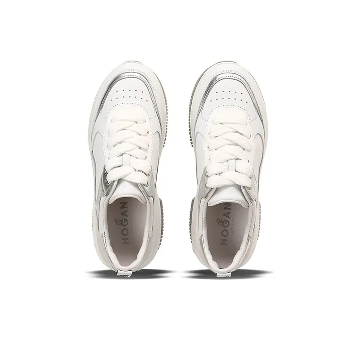 HOGAN Maxi I Active Platform Shoes Women's White Silver-4