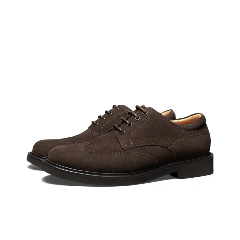 THOM WILLS British Business Round Tip Derby Shoes Casual Shoes Men's Dark Coffee-1
