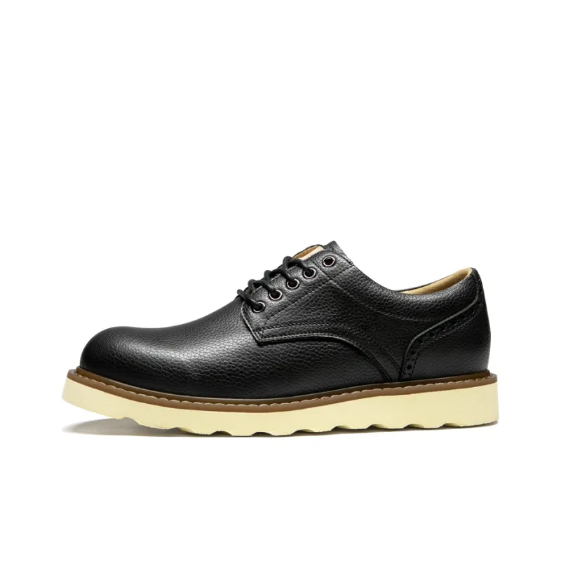 LEAVELAND Men's Casual Shoes Men Low Top Black/Brown-0