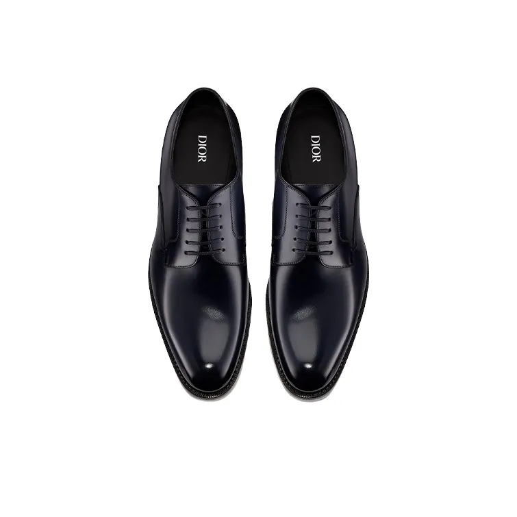DIOR Dress Shoes Men Low Top Marine Blue-3