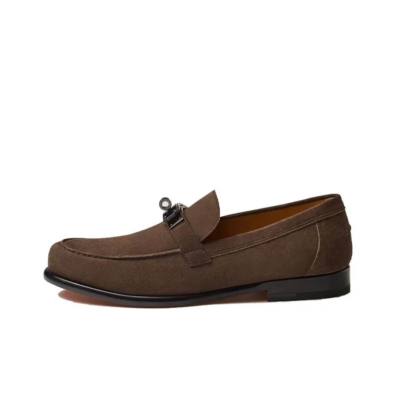 HERMES Destin Mokasin Shoes Men's Ebony Brown-0