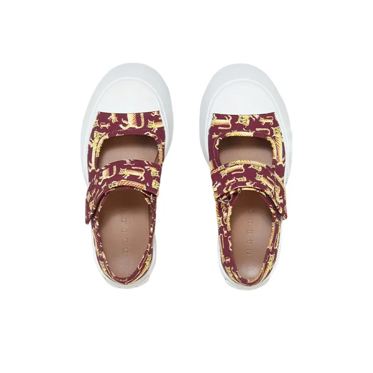 MARNI Pablo Mary jane Flat Platform Shoes Women's Burgundy Year Of The Tiger Limited Edition-4