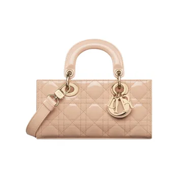DIOR Lady D-JOY Patent Leather Cowhide Daisie Bag Shoulder Bag Crossbody Bag Handbag Small Size Women's Sand Pink