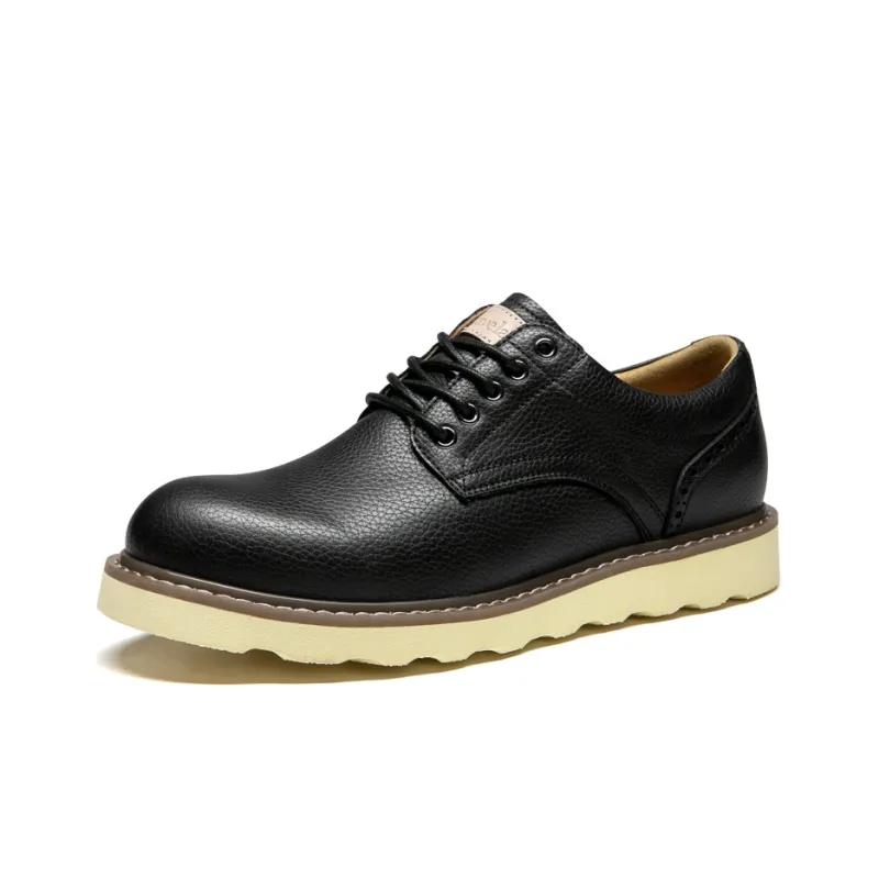 LEAVELAND Men's Casual Shoes Men Low Top Black/Brown-2