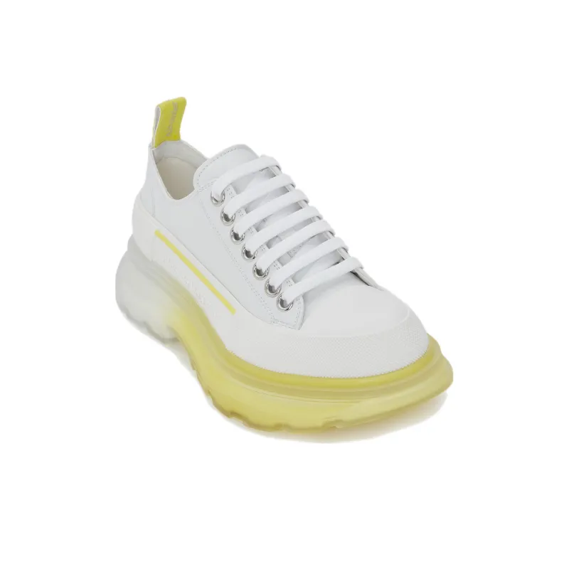 Alexander McQueen Tread Slick Low Lace Up Leather White Lichen Yellow Gradient Women's-1