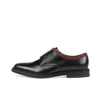 GUCCI Web Lace Up Black Leather