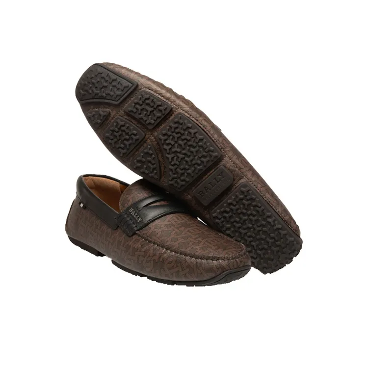 BALLY Chain Logo-print Leather Loafers-4
