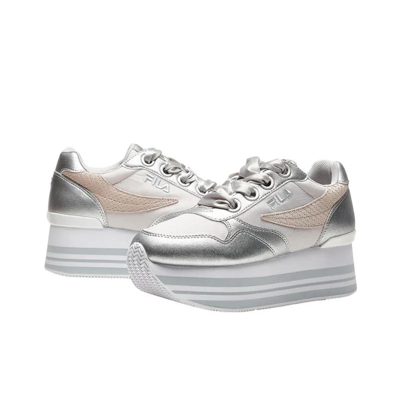 FILA Platform Shoes Women's Silver White-3