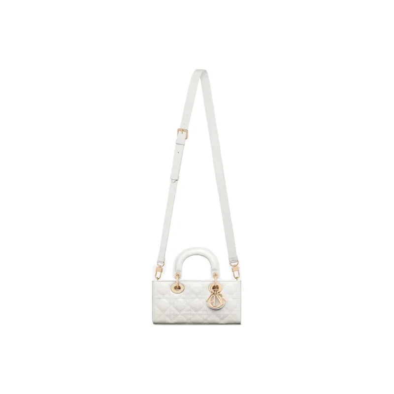 DIOR Lady D-JOY Patent Leather Cowhide Daisie Bag Shoulder Bag Crossbody Bag Handbag Small Size Women's Milk White-5