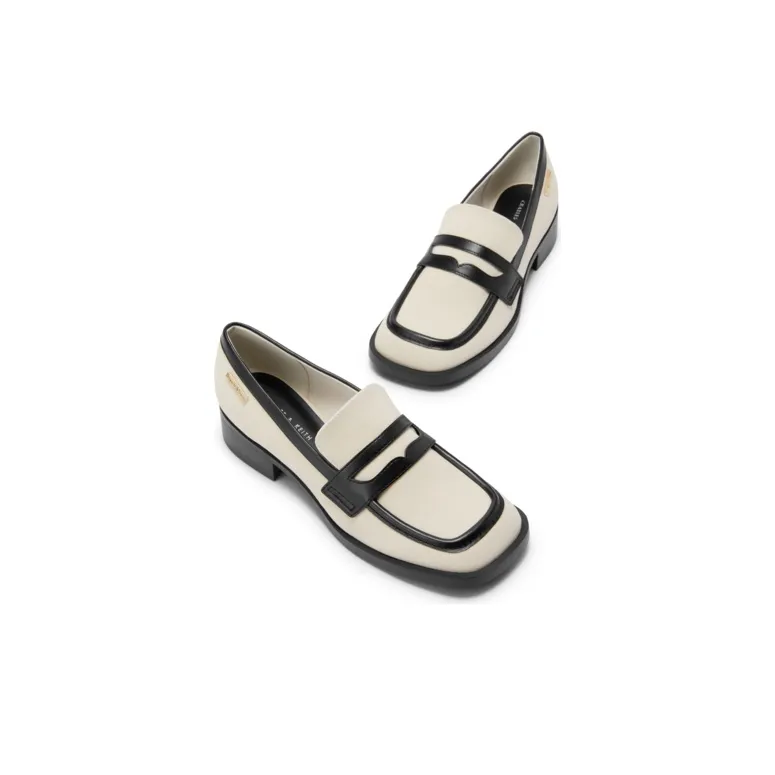 CHARLES&KEITH Loafers Women's Black/BLACK TEXTURED Black Textured/Light Blue Light Blue/Beige-5