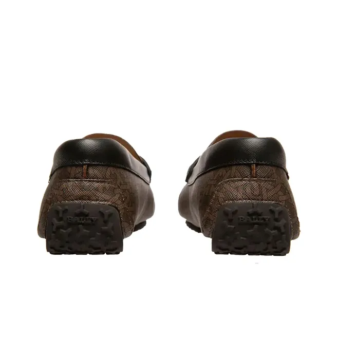 BALLY Chain Logo-print Leather Loafers-3