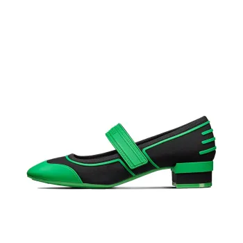 DIOR Roller Block Heel Mary Jane Shoes Women's Black Green