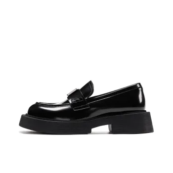 GG CC Casual Small Leather Shoes Platform Shoes Loafers Women's Black