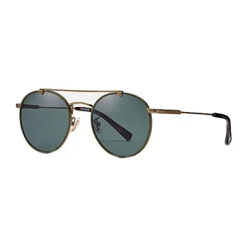 COACH Metal Frame Round Sunglass Women's Gold/Green