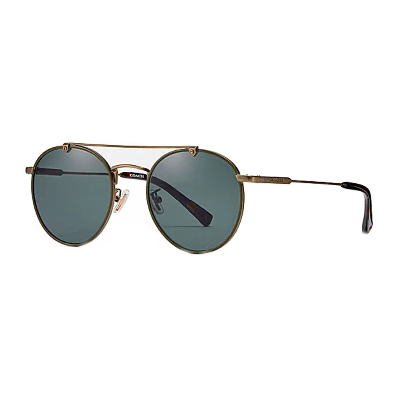 COACH Metal Frame Round Sunglass Women's Gold/Green-0