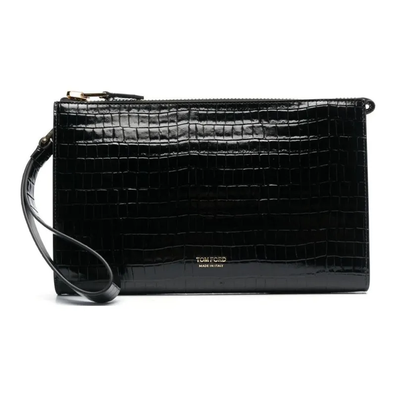 TOM FORD Calfskin Clutch Men's Black-0