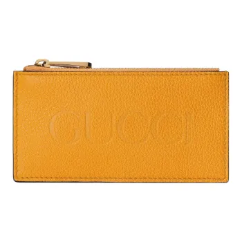 GUCCI Leather Card Holder Men's Yellow