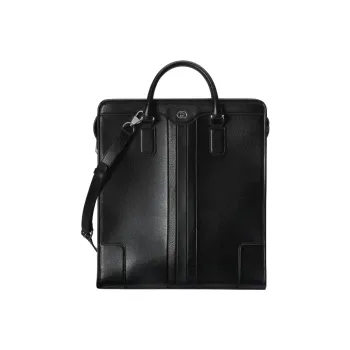 GUCCI Interlocking Collection Leather Shoulder Bag Crossbody Bag Handbag Men's Black
