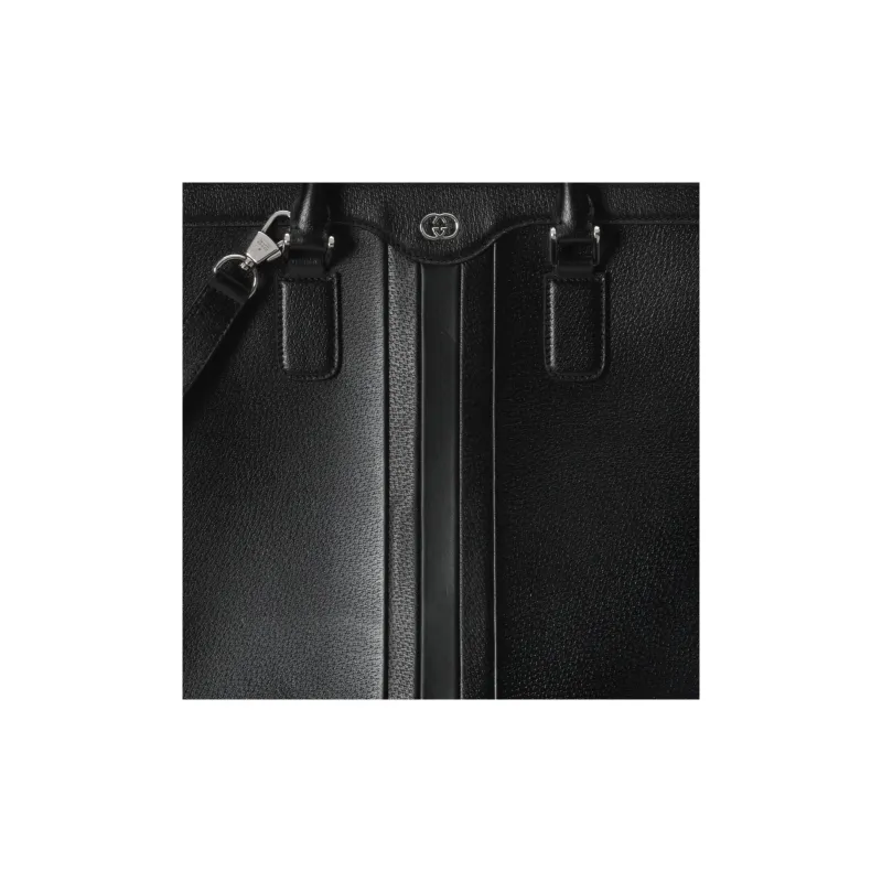 GUCCI Interlocking Collection Leather Shoulder Bag Crossbody Bag Handbag Men's Black-8