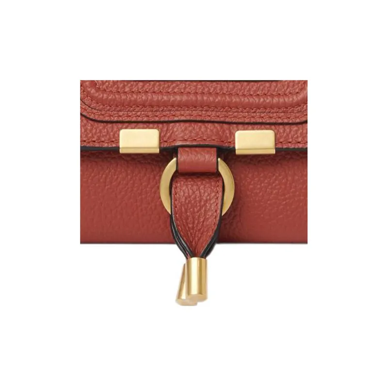 Chloe Marcie Grained Calfskin Wallet Women's Ochre Red-3