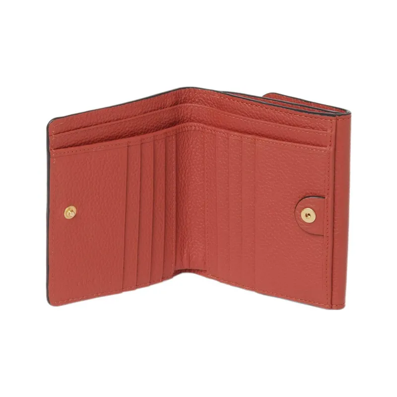 Chloe Marcie Grained Calfskin Wallet Women's Ochre Red-2