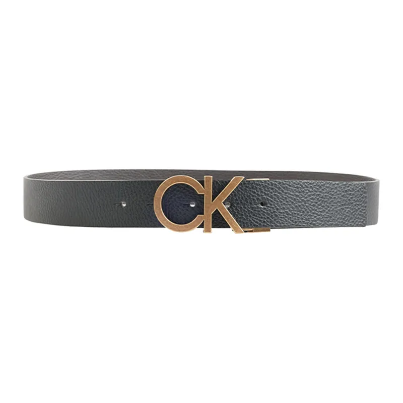 CK/Calvin Klein Trendy Versatile Individual Smooth Buckle Men's Black Width 3.5cm-2