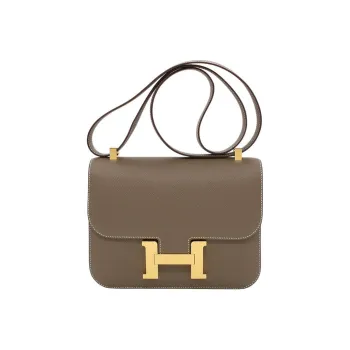 HERMES Constance Epsom Leather Shoulder Bag, Crossbody Bag Women's 18 Etoupe Elephant Gray