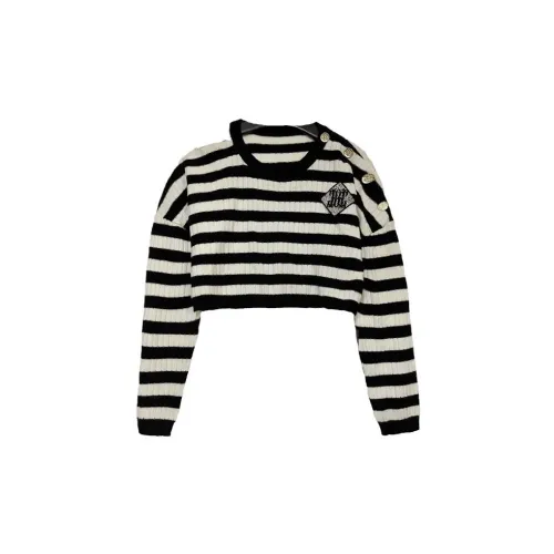 TCH Cashmere Sweaters Women's Black/White Stripe