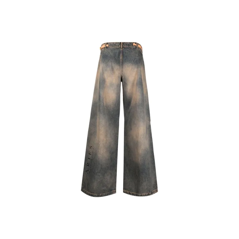 Aries Acid-wash Wide-leg Jeans-1