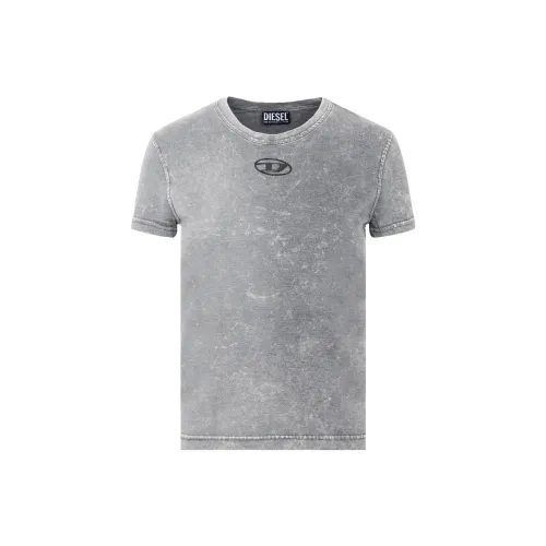 DIESEL OVAL-D Series T-Shirts Unisex Gray