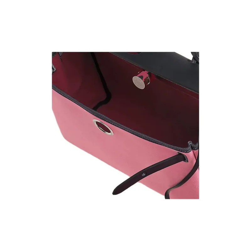 HERMES Herbag Zip Officier Canvas With Hunter Cow Leather Canvas Bag Handbag Crossbody Bag Women's Bubble Gum Pink-3