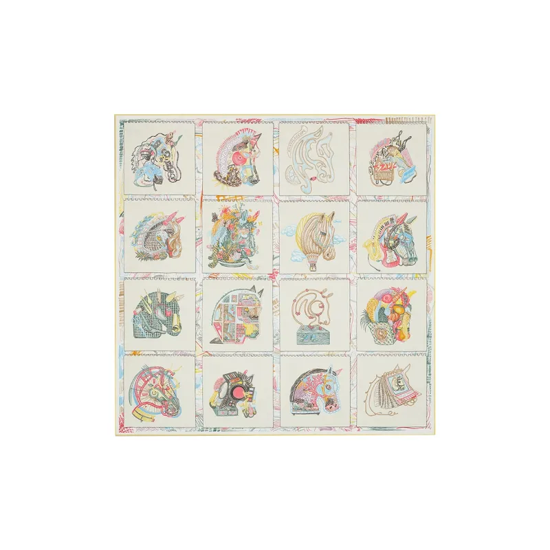 HERMES Prism Of The Noble Steed Silk Scarves Women's-0