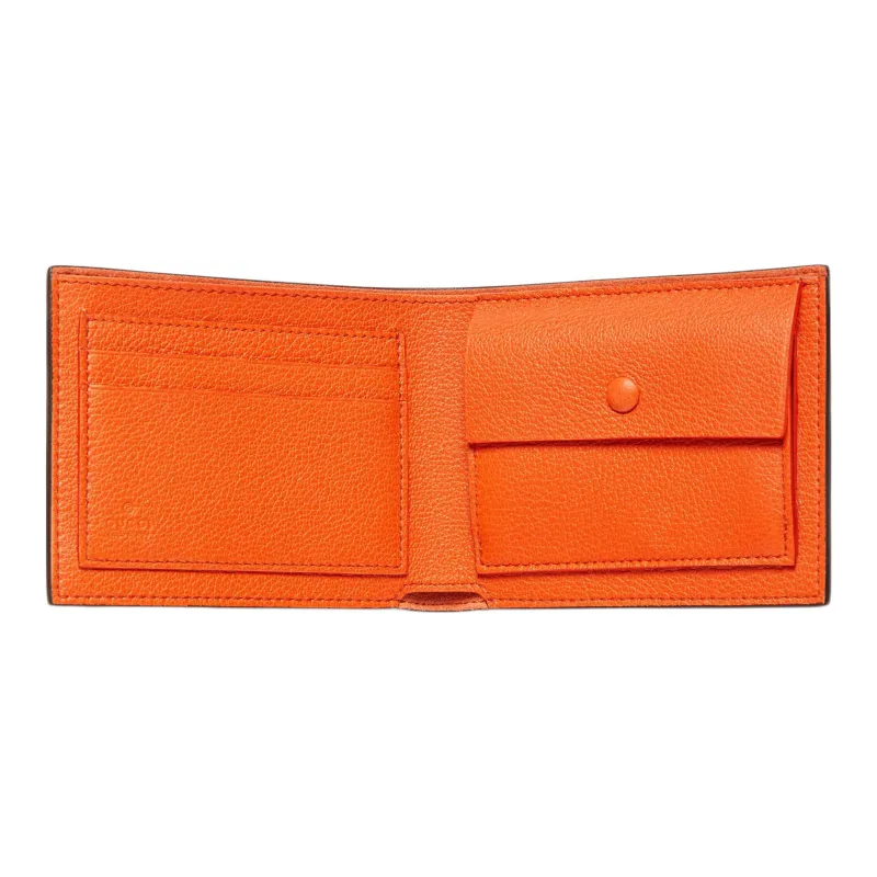GUCCI Leather Wallet Men's Orange-4