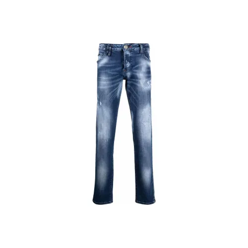 PHILIPP PLEIN Jeans Men Dark Color Washed Blue