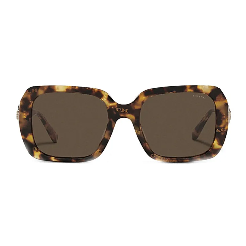 COACH Plate Frame Square Sunglass Women's Brown-1