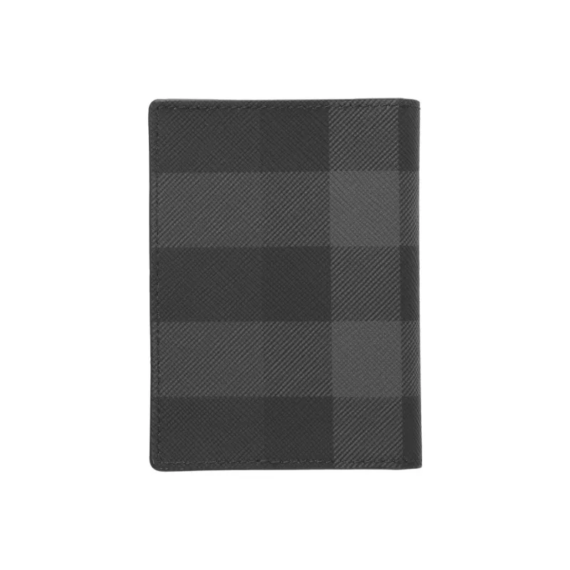Burberry Calfskin Trim Wallet Men's Black & Gray-2