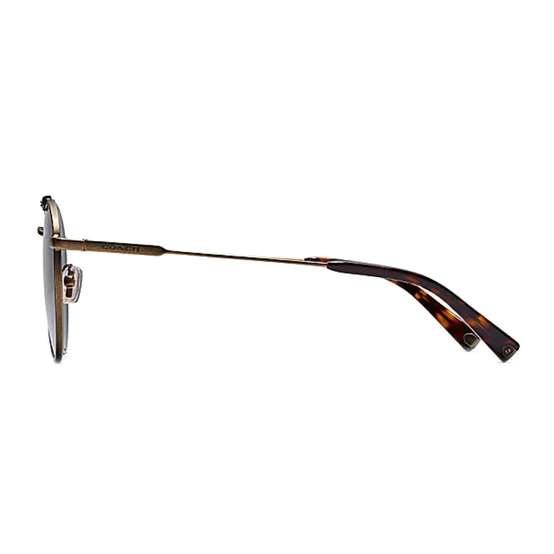COACH Metal Frame Round Sunglass Women's Gold/Green-2