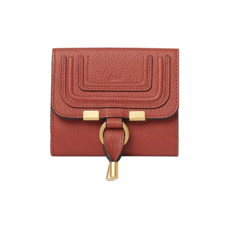 Chloe Marcie Grained Calfskin Wallet Women's Ochre Red-0