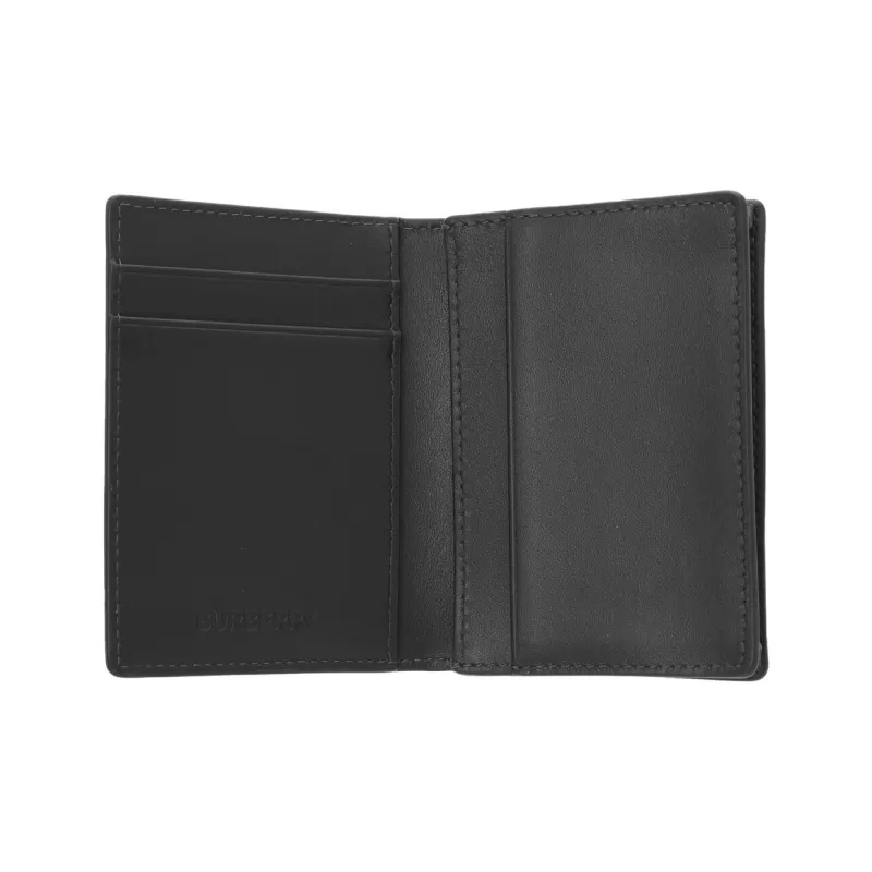 Burberry Calfskin Trim Wallet Men's Black & Gray-3