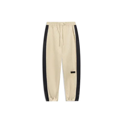 LINING Wade Collection Knitted Sweatpants Men Light Cream Brown Jacquard All Over Print Black