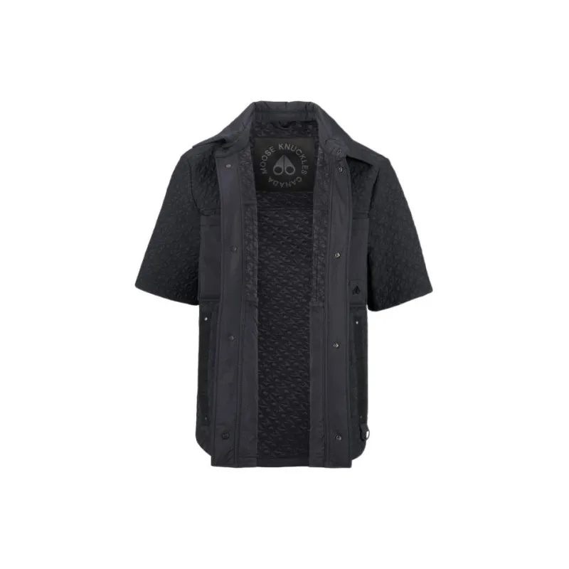 Moose Knuckles No Guilt Quilt Jackets Men Black All Over Print Pattern-1