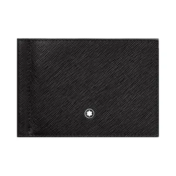 MONTBLANC Saffiano Print Full Grain Cow Leather Wallet Men's Black