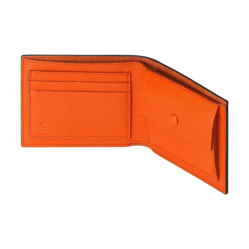 GUCCI Leather Wallet Men's Orange-3