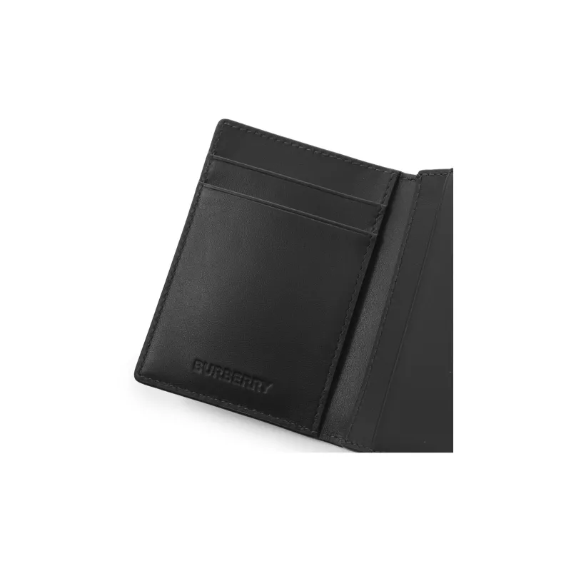Burberry Calfskin Trim Wallet Men's Black & Gray-5